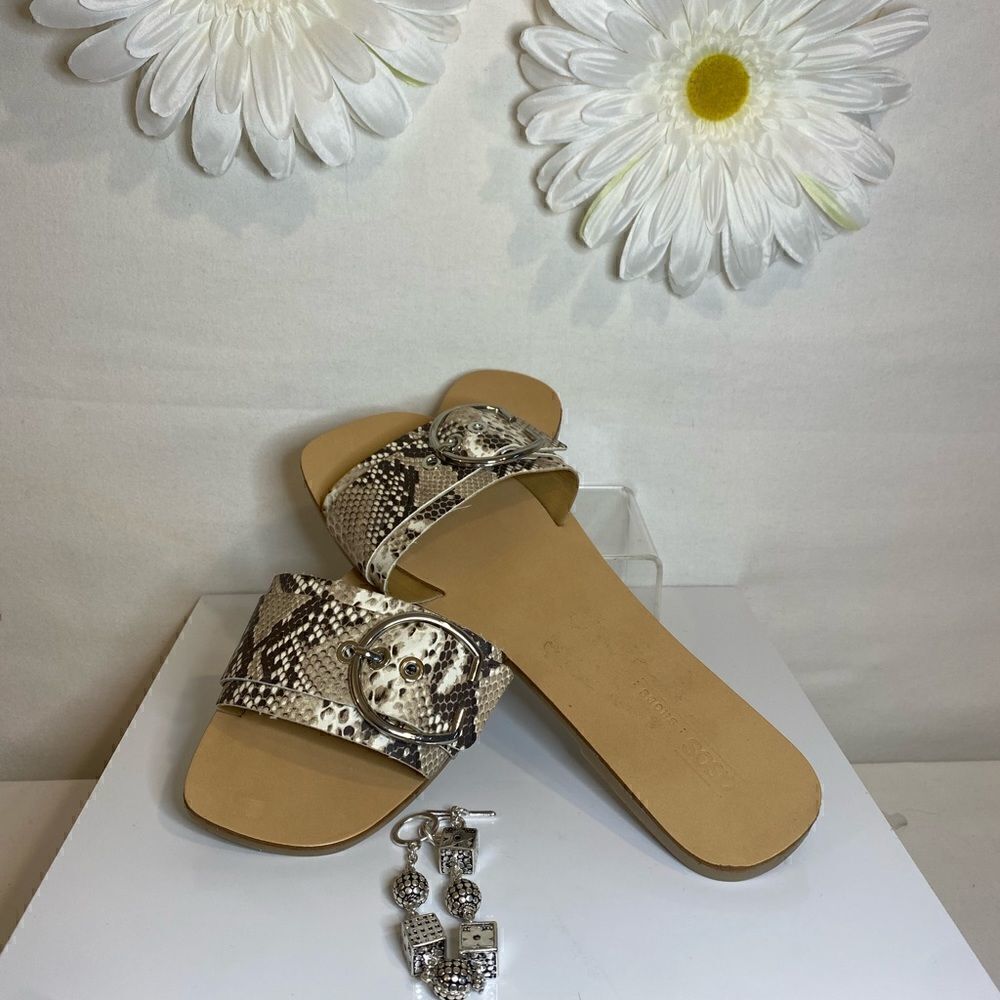ASOS Snake Print Slip On Sandals - Picture 2 of 3